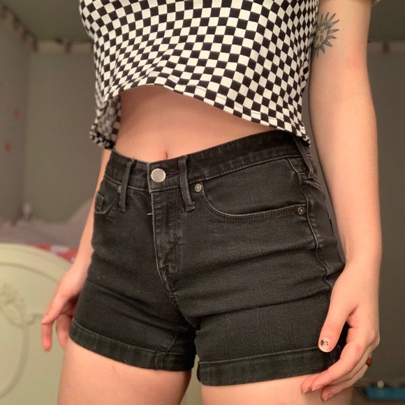 Black High Waisted Shorts - Picture 1 of 4